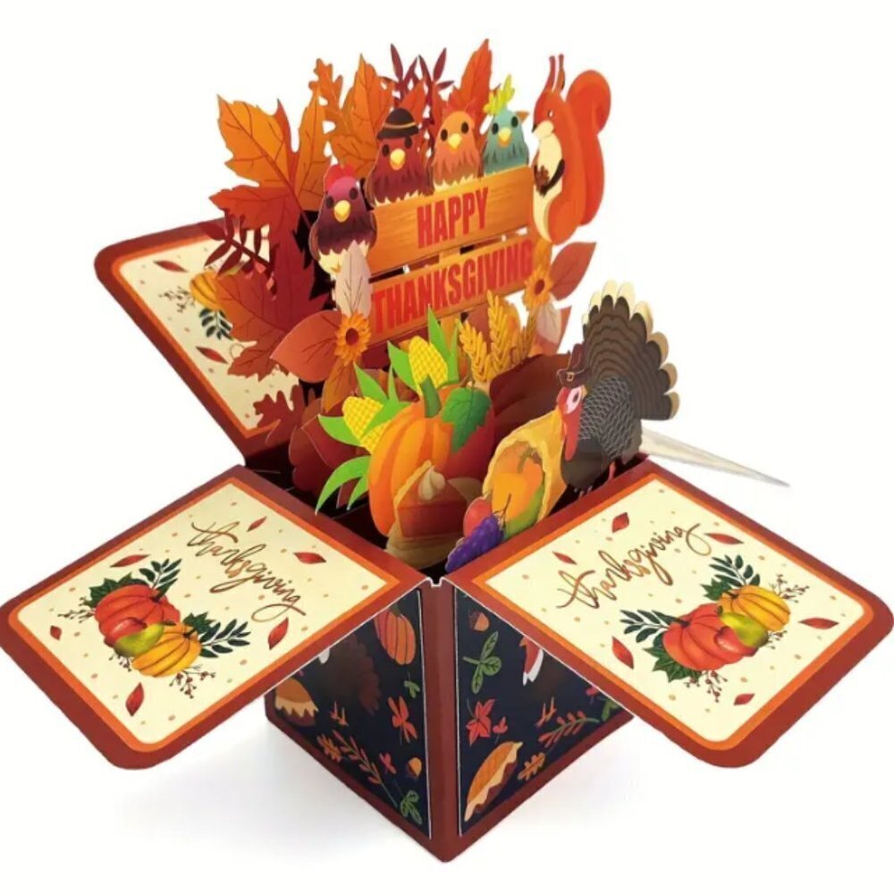 Thanksgiving Pop up 3D Box Card Turkey Cornucopia